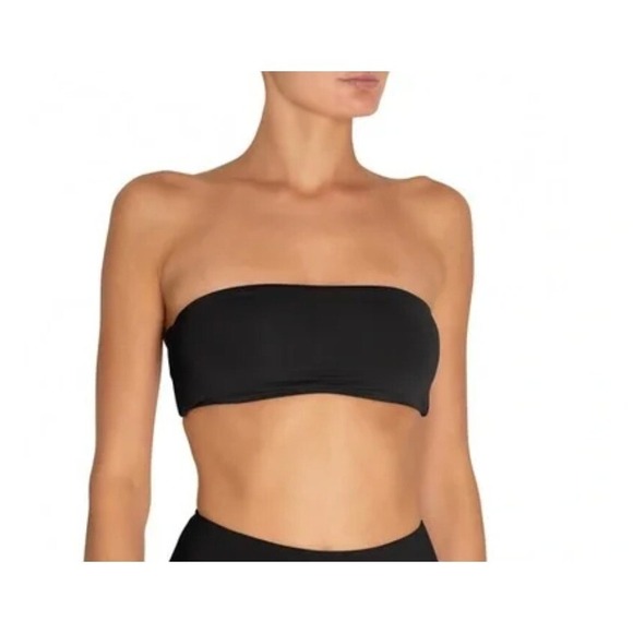 NWT Eberjey So Summer‎ Solid Bandeau Bikini Top Removable Straps Black L W1450SU - Picture 1 of 7